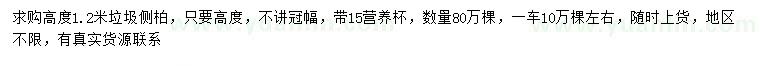 求購高1.2米垃圾側(cè)柏