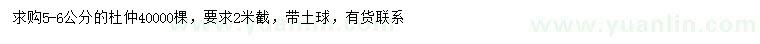 求購(gòu)5-6公分杜仲
