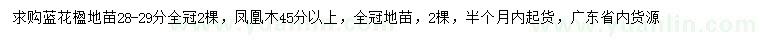 求購28-29公分藍(lán)花楹、45公分以上鳳凰木