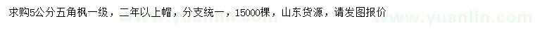 求購(gòu)5公分五角楓