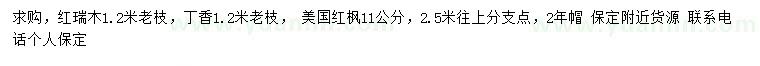 求購(gòu)紅瑞木、丁香、美國(guó)紅楓