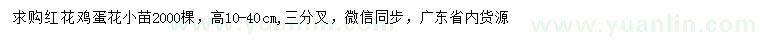 求購高10-40公分紅花雞蛋花小苗