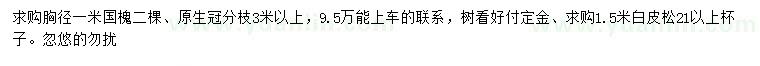 求購(gòu)胸徑1米國(guó)槐、1.5米白皮松
