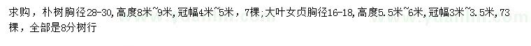 求購胸徑28-30公分樸樹、16-18公分大葉女貞