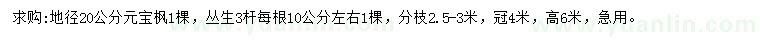 求購地徑20公分元寶楓