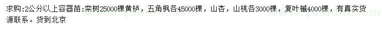 求購欒樹、五角楓、山杏等