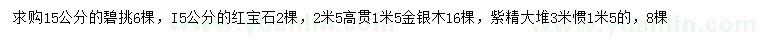 求購碧挑、紅寶石、金銀木等