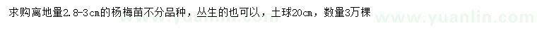 求購2.8-3公分楊梅苗