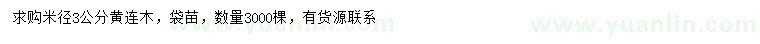 求購米徑3公分黃連木