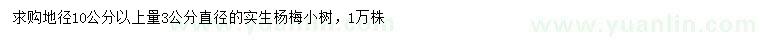 求購地徑10公分以上量直徑3公分楊梅