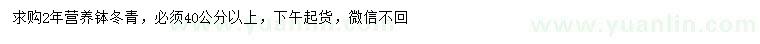 求購40公分以上冬青