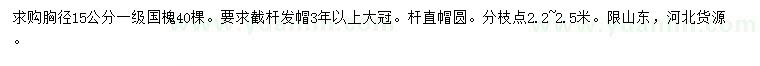 求購胸徑15公分國槐
