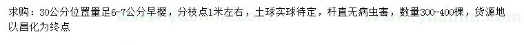 求購(gòu)30公分量足6-7公分早櫻