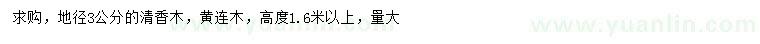 求購地徑3公分清香木、黃連木