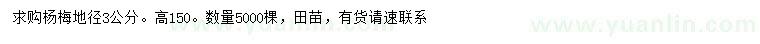 求購地徑3公分楊梅