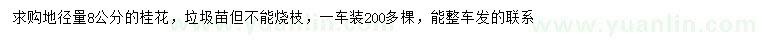 求購地徑量8公分桂花