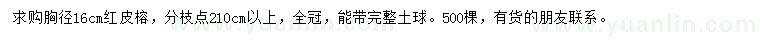 求購(gòu)胸徑16公分紅皮榕