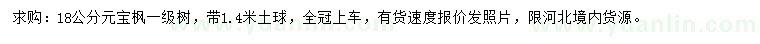 求購18公分元寶楓