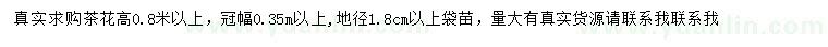 求購(gòu)地徑1.8公分以上茶花