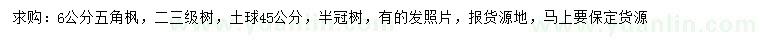 求購6公分五角楓