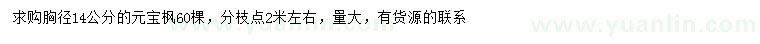 求購(gòu)胸徑14公分元寶楓