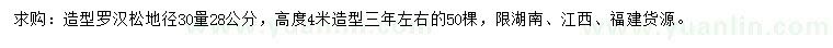 求購地徑30公分量28公分造型羅漢松