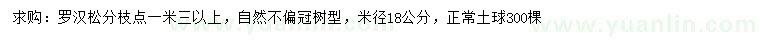 求購米徑18公分羅漢松