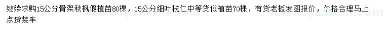 求購(gòu)15公分秋楓、細(xì)葉欖仁