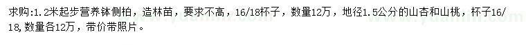 求購(gòu)側(cè)柏、山杏、山桃