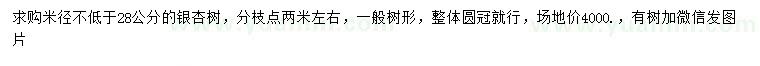 求購(gòu)米徑28公分銀杏