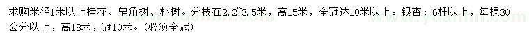 求購桂花、皂角、樸樹