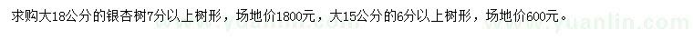 求購15、18公分銀杏