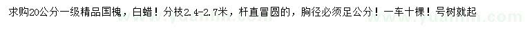 求購20公分精品國槐、白蠟