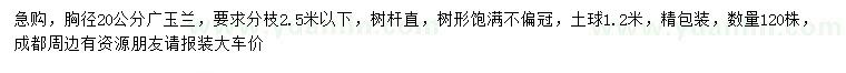 求購胸徑20公分廣玉蘭