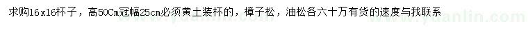求購(gòu)高50公分樟子松、油松