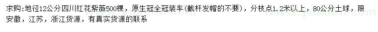 求購(gòu)地徑12公分紅花紫薇