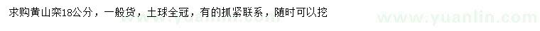 求購18公分黃山欒