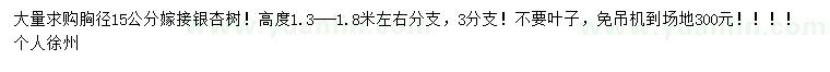 求購(gòu)胸徑15公分嫁接銀杏樹(shù)
