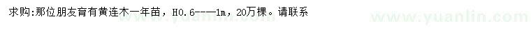 求購高0.6-1米黃連木