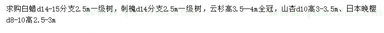 求購白蠟、刺槐、云杉等
