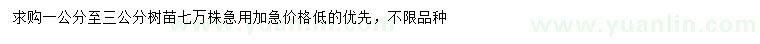 求購1-3公分果樹苗