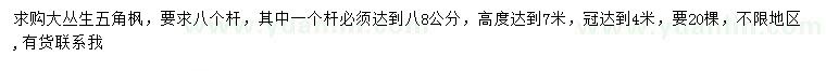 求購高7米叢生五角楓