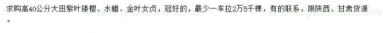 求購(gòu)紫葉矮櫻、水蠟、金葉女貞