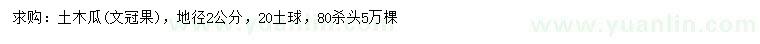 求購地徑2公分土木瓜（文冠果）