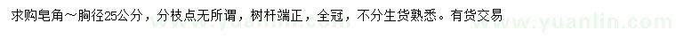 求購(gòu)胸徑25公分皂角