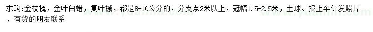求購金枝槐、金葉白蠟、復(fù)葉槭