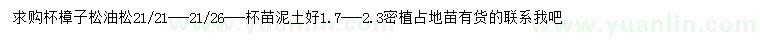 求購21、26公分樟子松、油松