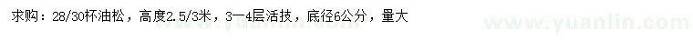 求購(gòu)底徑6公分油松