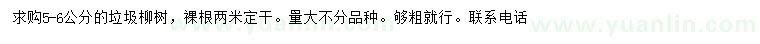 求購5-6公分垃圾柳樹
