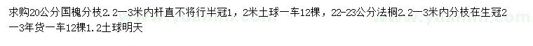 求購20公分國槐、22-23公分法桐